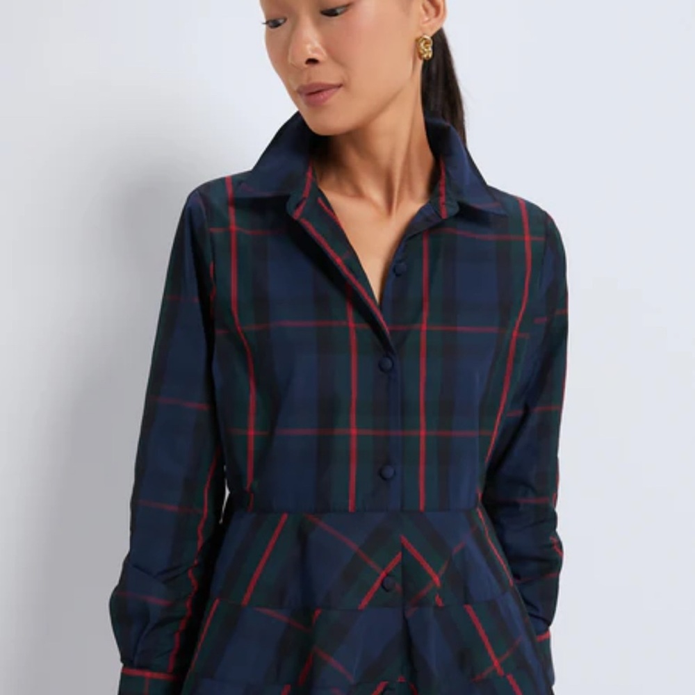 Plaid Button-Up Shirt Dress